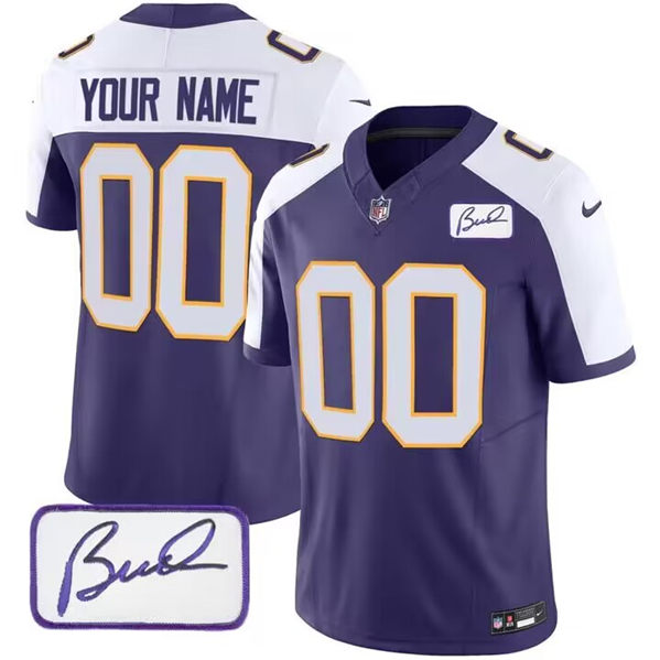 Men's Minnesota Vikings Customized Purple White 2023 F.U.S.E. Bud Grant patch Limited Stitched Football Jersey